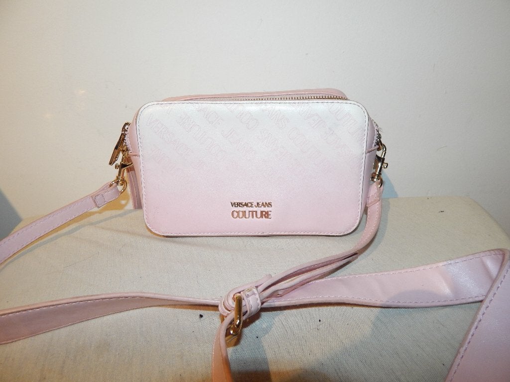 Versace jeans couture schouder tas merk print kleur verloop, Verzenden, Zo goed als nieuw, Roze, Schoudertasje