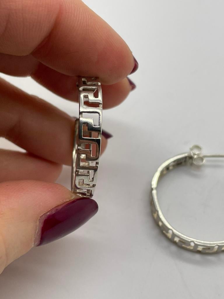 D543 Prachtige zilveren creolen Griekse Meander, Ophalen of Verzenden, X, Zilver, Zilver