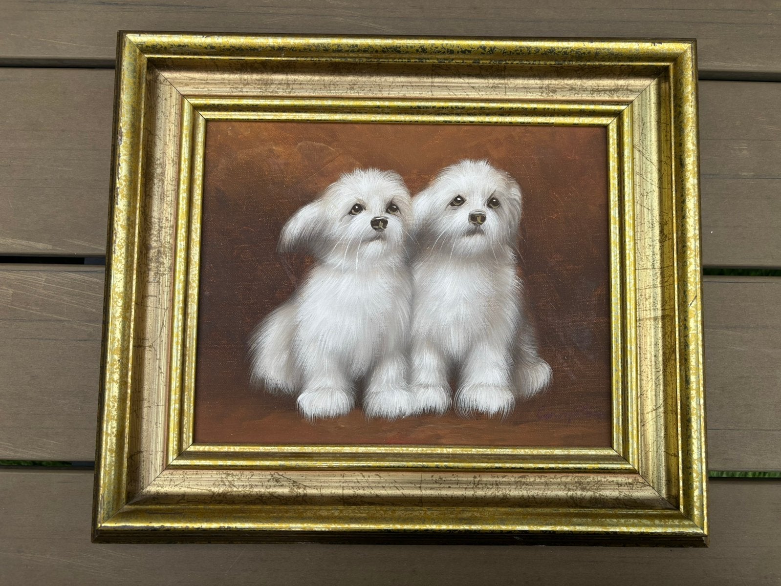 Schilderij 2 witte terriërs, Ophalen