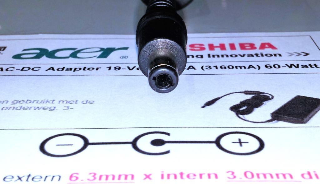 Potrans UP060B1190 19V 3.16A 60W Adapter 6.5x3.0mm Oplader, Ophalen of Verzenden, Zo goed als nieuw