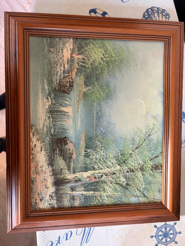 Olie schilderij, Antiek en Kunst, Kunst | Schilderijen | Klassiek, Doek, Realistisch, Ophalen of Verzenden, Landschap