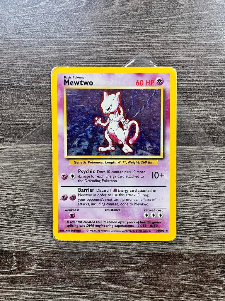 Mewtwo Base Holo, Hobby en Vrije tijd, Verzamelkaartspellen | Pokémon, Ophalen of Verzenden, Zo goed als nieuw