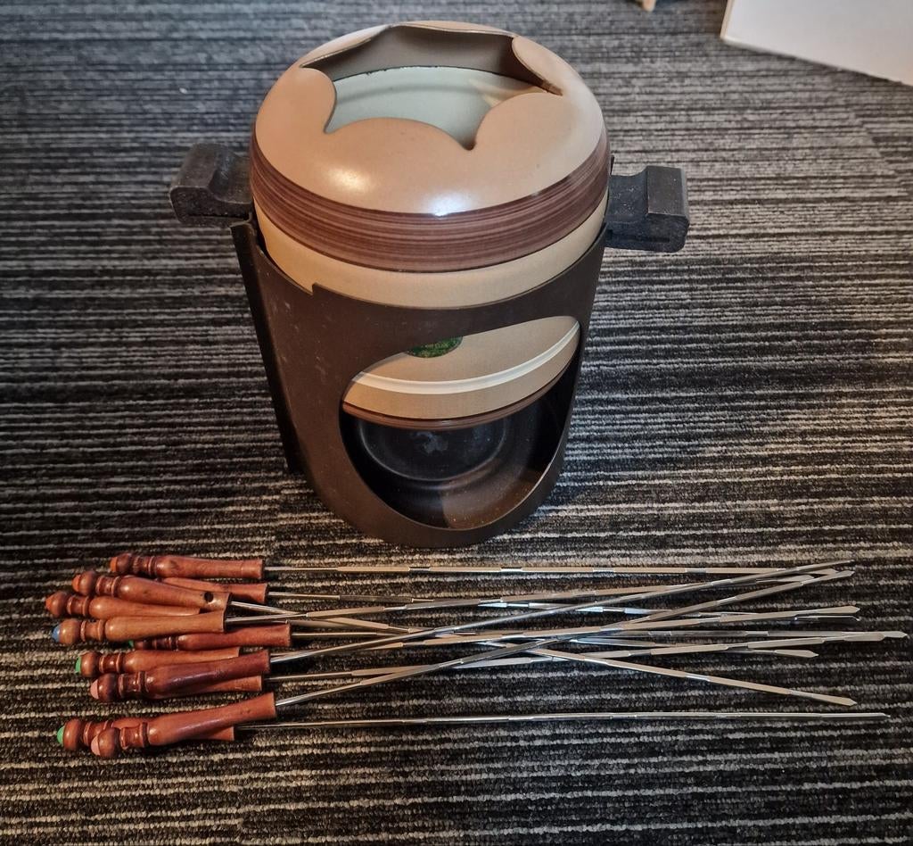Vintage BK fondue set - compleet met vorkjes, Witgoed en Apparatuur, Fonduesets, Ophalen of Verzenden, Gebruikt, Brander, Fondueset