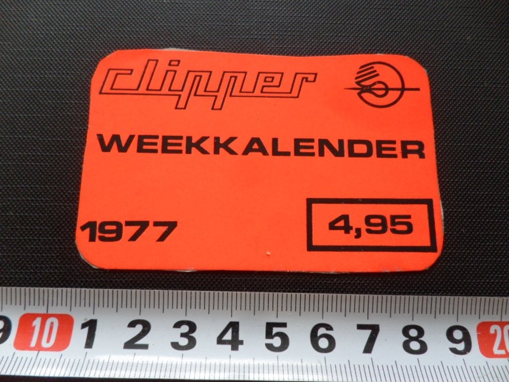 sticker CLIPPER weekkalender 1977, Ophalen, Zo goed als nieuw