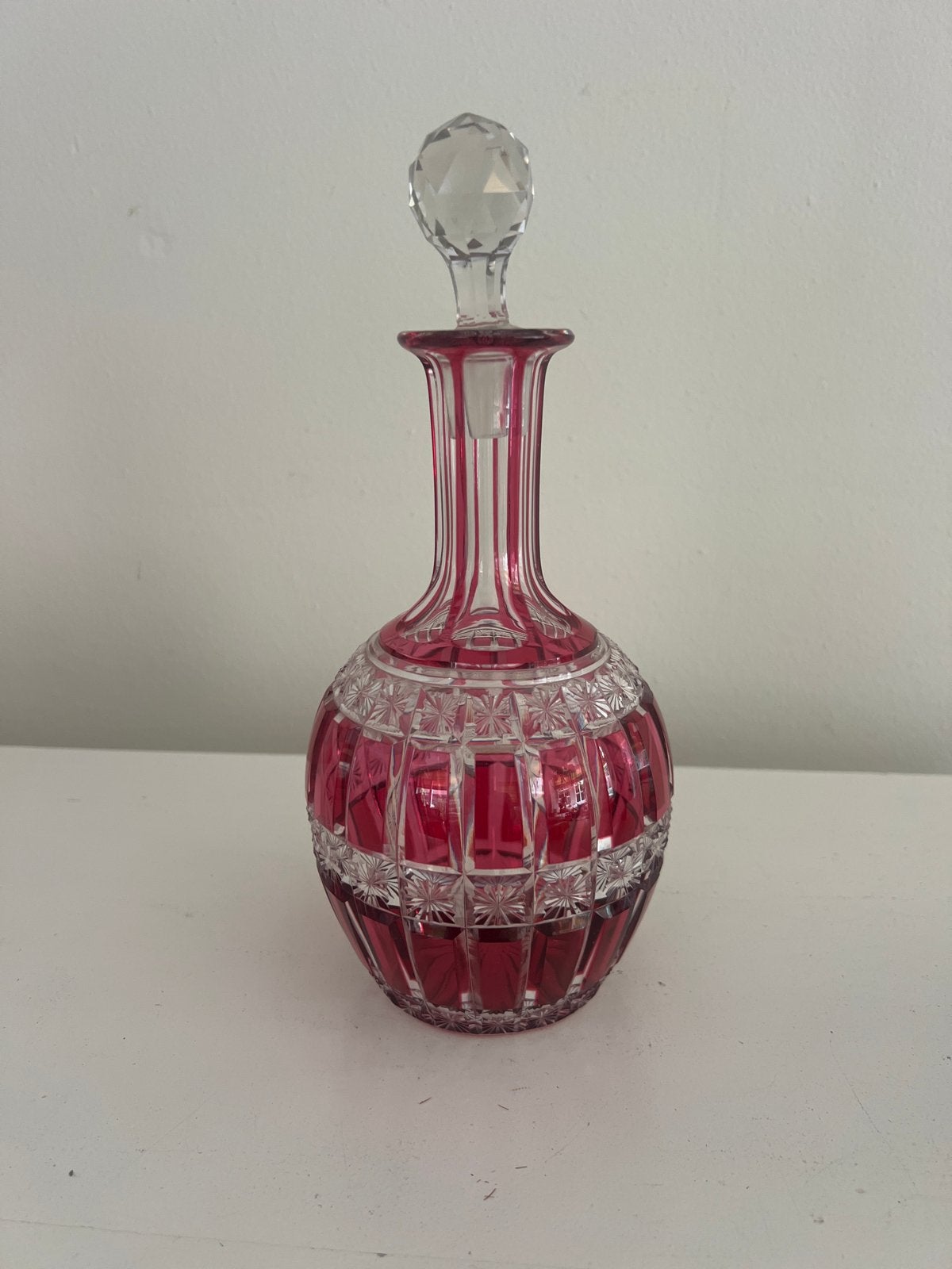 Kristallen robijnrood likeur karaf vintage, Ophalen of Verzenden