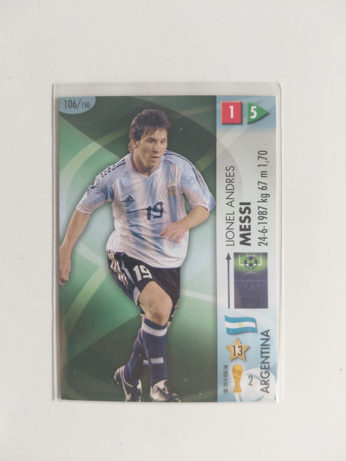 Messi WK 2006 Panini kaart - Zeldzaam 1e WK, Ophalen of Verzenden, Zo goed als nieuw, Buitenlandse clubs, Spelerskaart