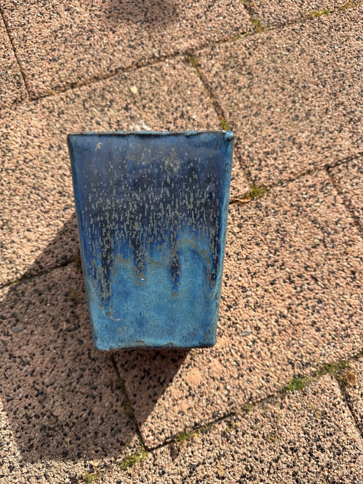 Terra cotta vaas - Blauw geglazuurd, Gebruikt, Blauw, Aardewerk of Porselein, Ophalen of Verzenden