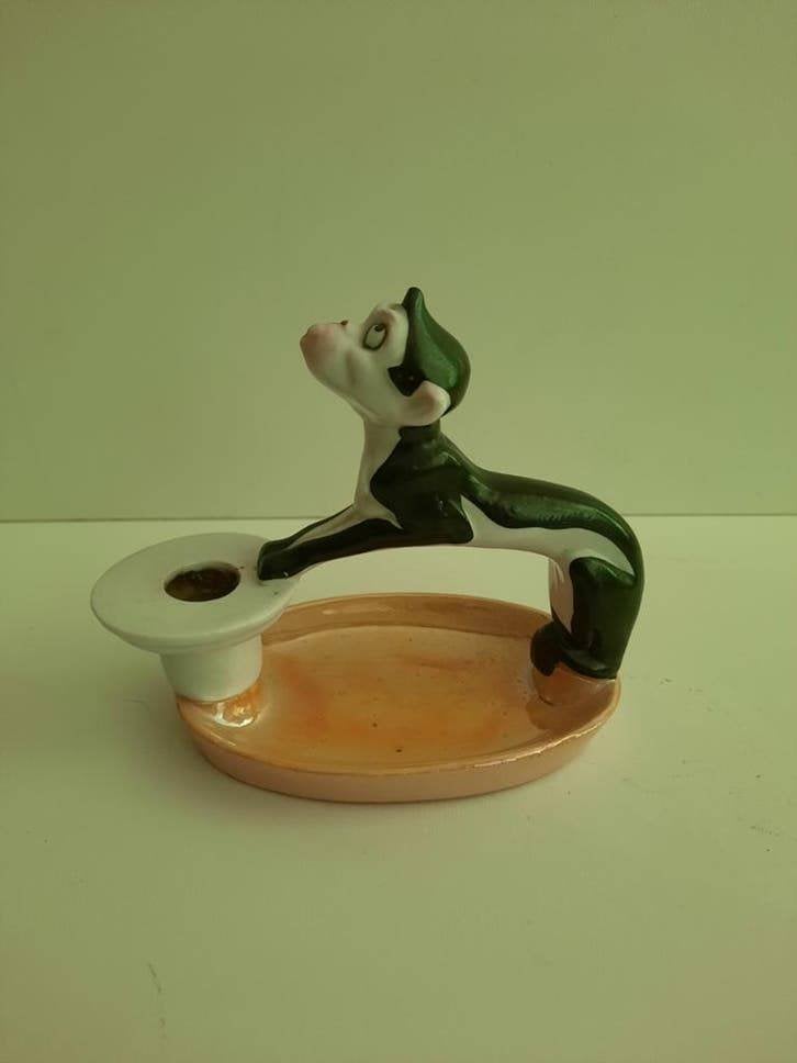 vintage kandelaar met een aapachtig figuurtje, Ophalen of Verzenden, Keramiek of Aardewerk