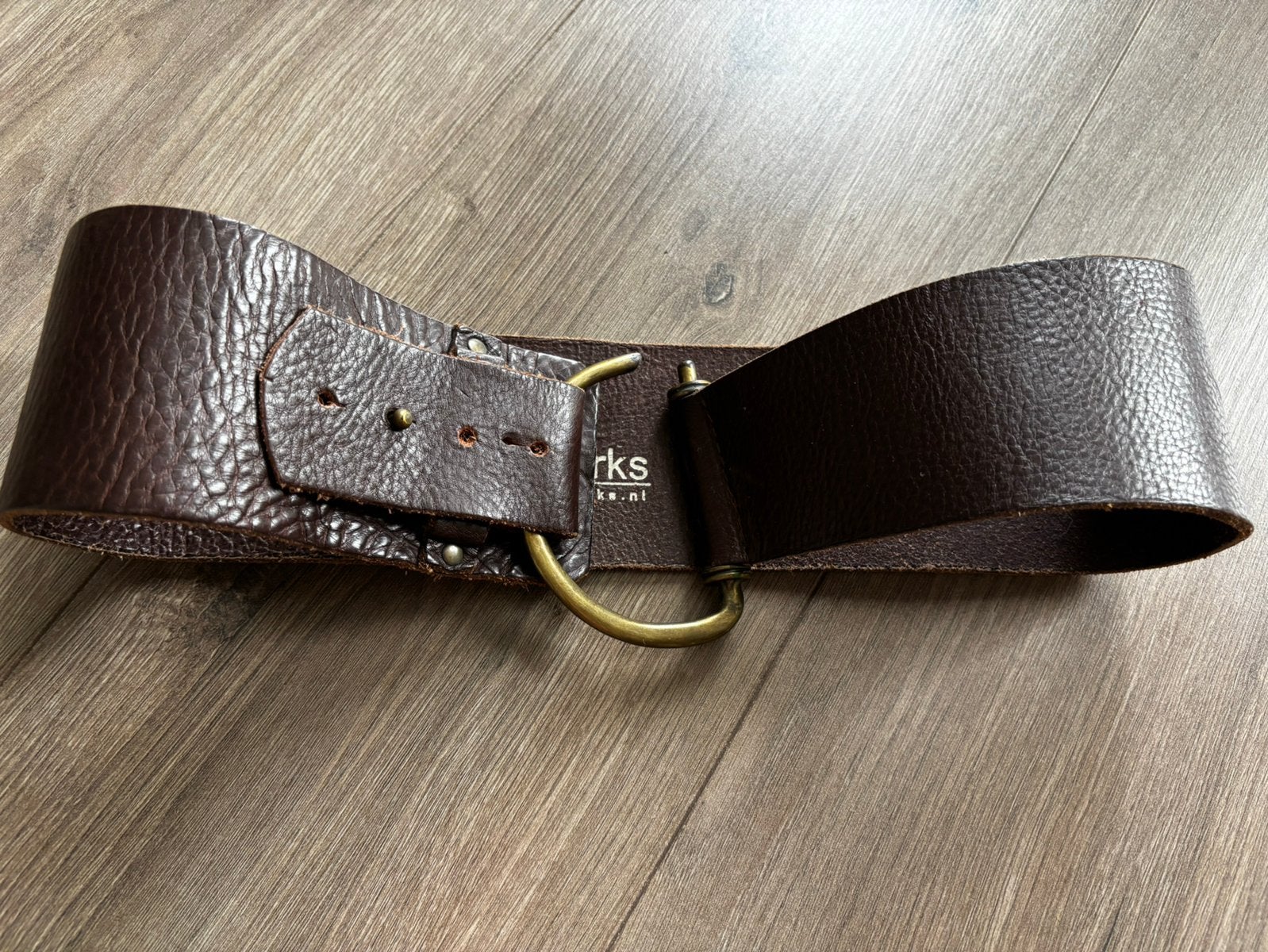 Bruin leren taille/heup riem, X Works, maat 85, Kleding | Dames, Riemen en Ceinturen, Ophalen, 80 tot 90 cm, Echt leder, Heupriem