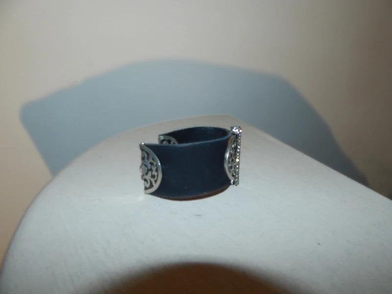 Otazu leren armband zilveren sier bewerking steentjes, Verzenden, Gebruikt, Zilver, Leer