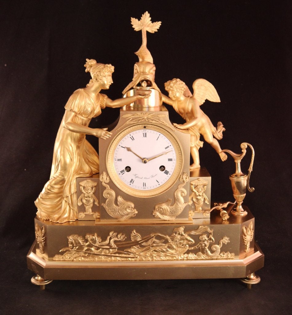 Prachtige Directoire pendule uit Parijs, Antiek en Kunst, Antiek | Klokken, Ophalen of Verzenden