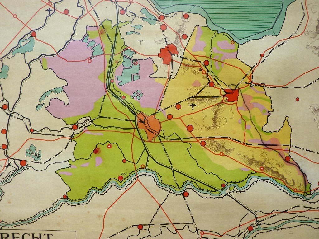 Oude schoolkaart van de provincie Utrecht, Ophalen of Verzenden, Aardrijkskunde