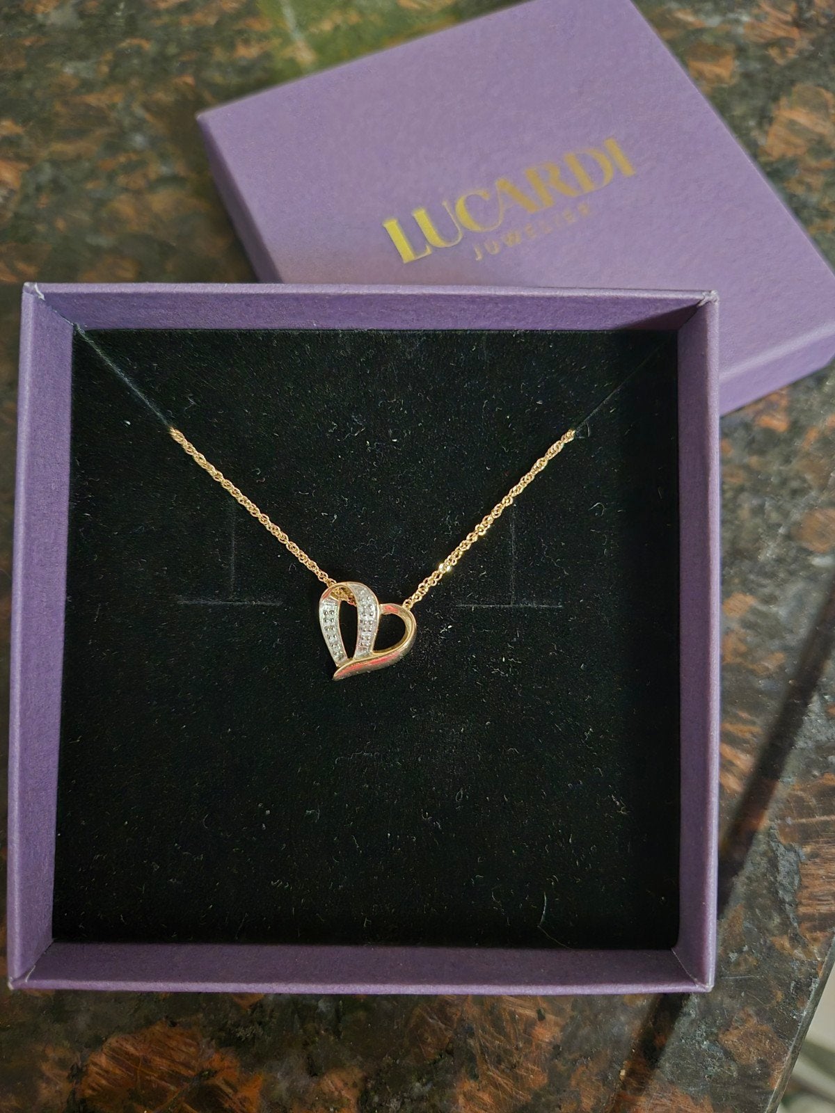Lucardi 14k Gouden Ketting met Diamanten Hart Hanger, Met hanger, Nieuw, Ophalen of Verzenden, Goud