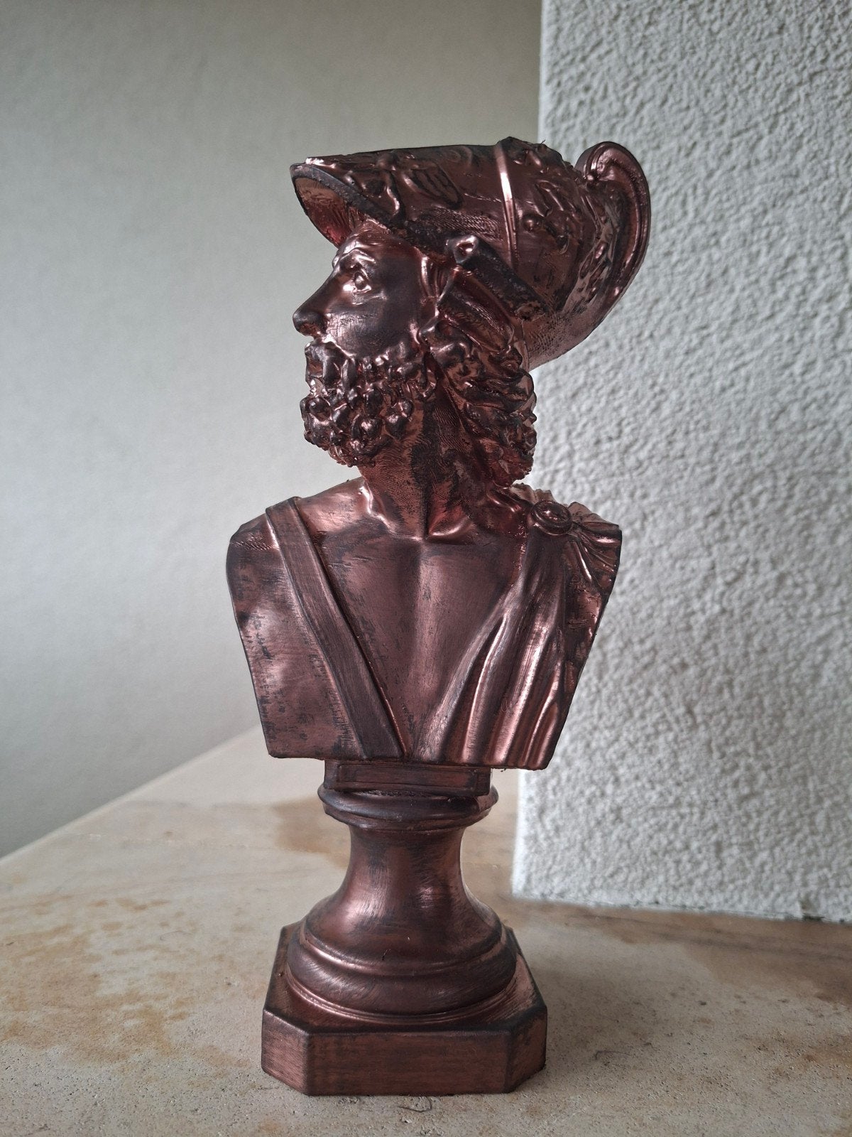 Ajax Buste - 3D Geprint met Brons en Matte Zwarte Afwerking, Minder dan 20 cm, Handgemaakt, Buste, Kunststof