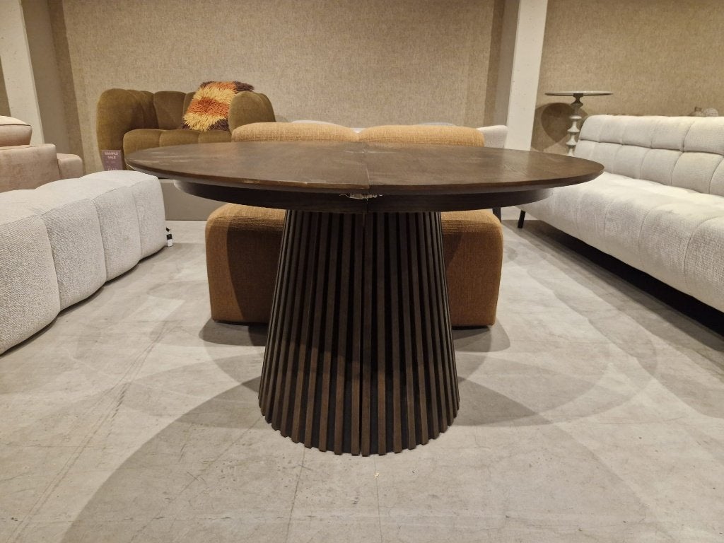 Eettafel 120/160/200cm MDF + eikenhout donker gelakt fineer, Ophalen, Eikenhout, 100 tot 150 cm, .