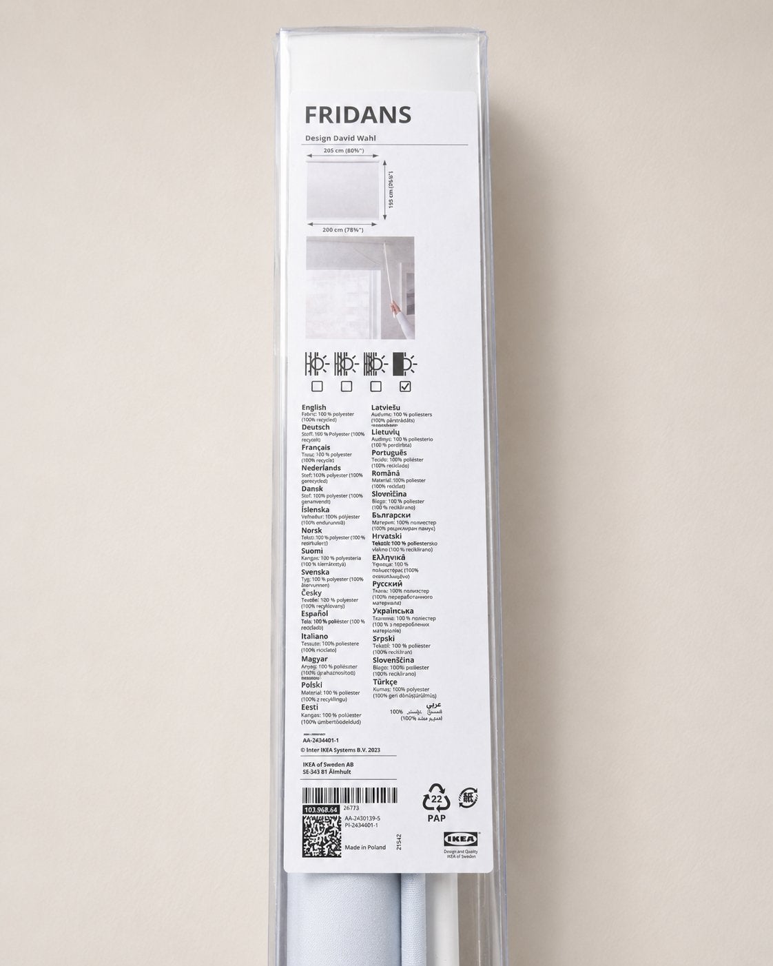 2x IKEA FRIDANS verduisterend rolgordijn 205x195 cm NIEUW, Verduisterend, Wit, Nieuw, Ophalen of Verzenden