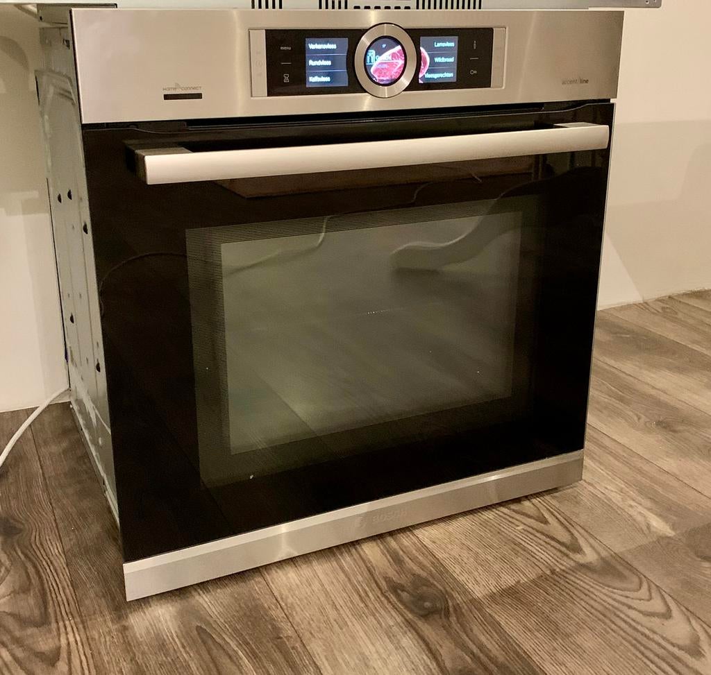 Bosch combi oven magnetron met Zelfreiniging, Ophalen, Zo goed als nieuw, Oven met grill, 45 tot 60 cm