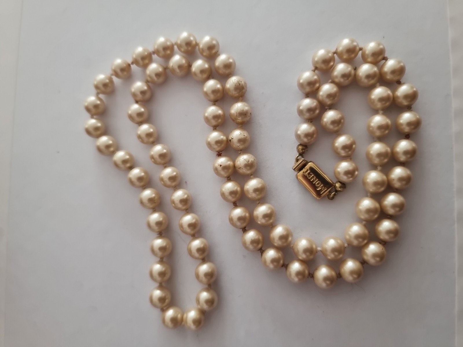 monet parels collier 8mm parels 80 cm.lang, Verzenden, Zo goed als nieuw, Steen of Mineraal
