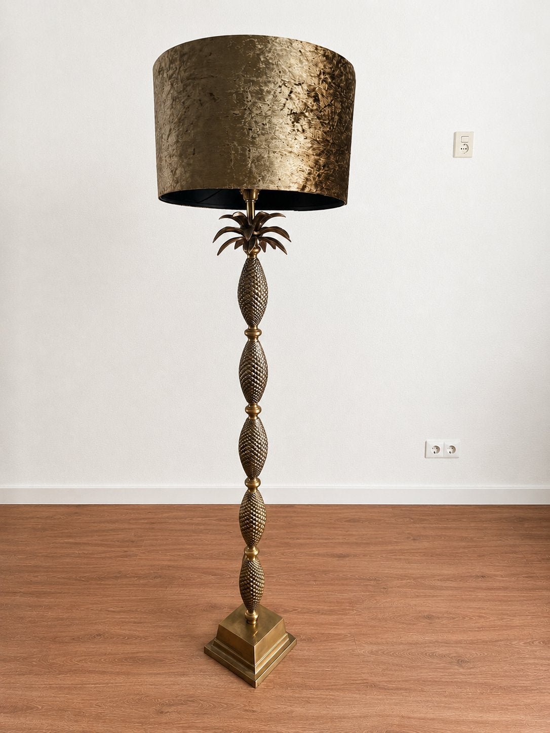 Luxe Ananas Vloerlamp Goud - Dutchbone, Ophalen, E27 (groot), Zo goed als nieuw, Metaal