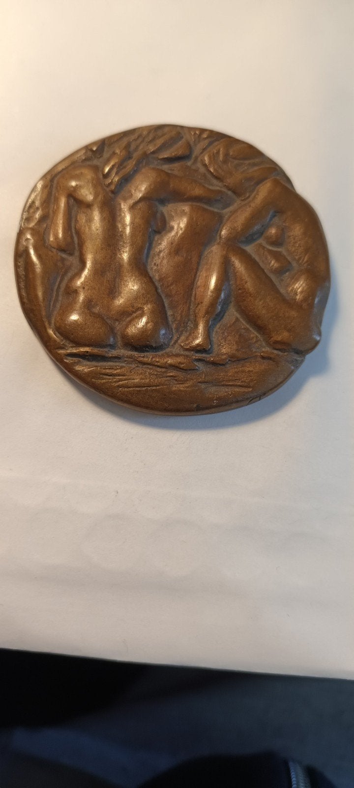 Bronzen Medaille 'De 3 Gratiën' - Klassiek Reliëf BRONS, Antiek en Kunst, Kunst | Beelden en Houtsnijwerken, Beeld, Brons, Groep mensen