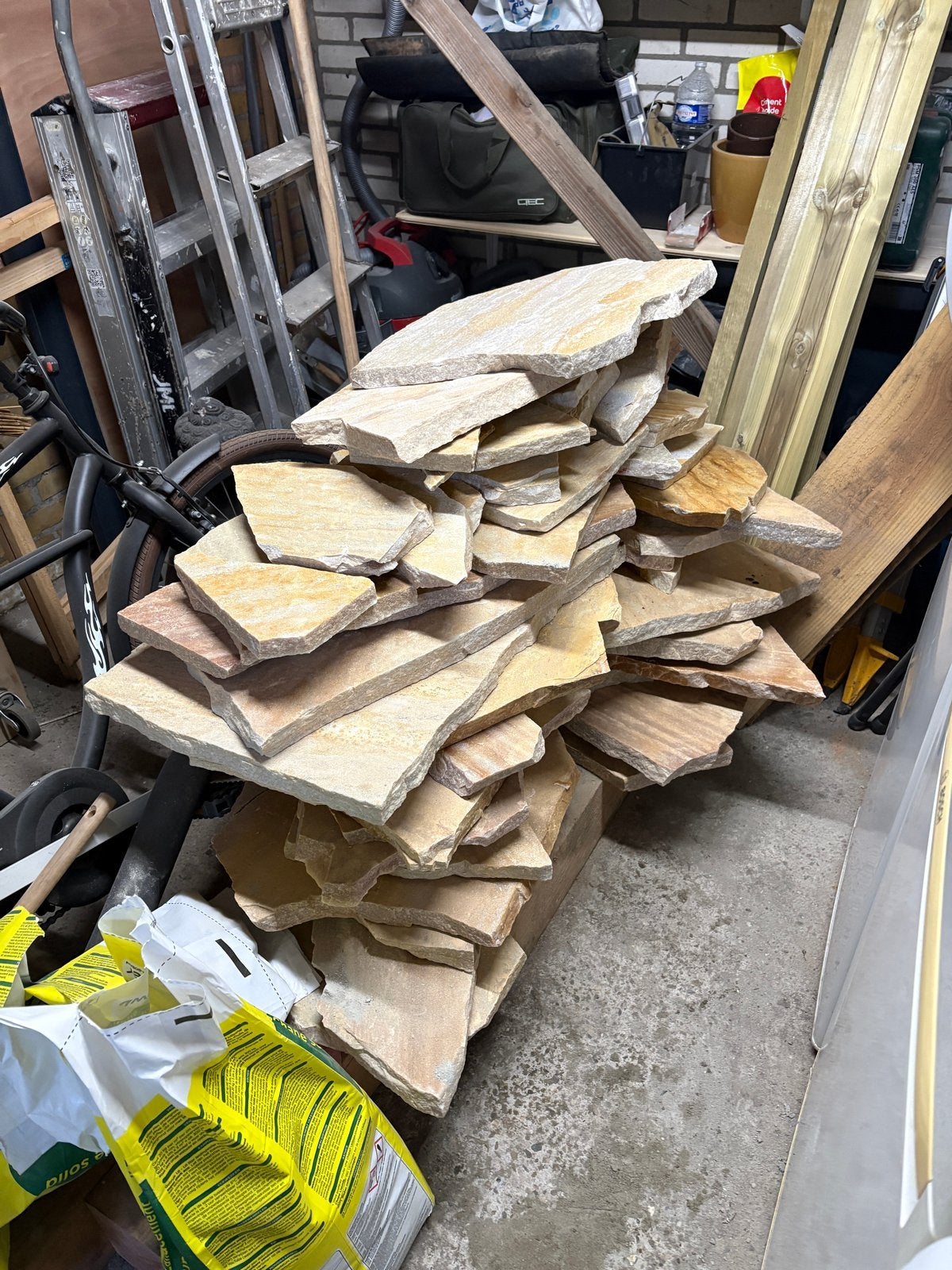 Flagstones Brasil Yellow, breukruw, 2,5-5 cm dikte, 2m2, Tuin en Terras, Tegels en Klinkers, Ophalen, Nieuw, Terrastegels, Natuursteen