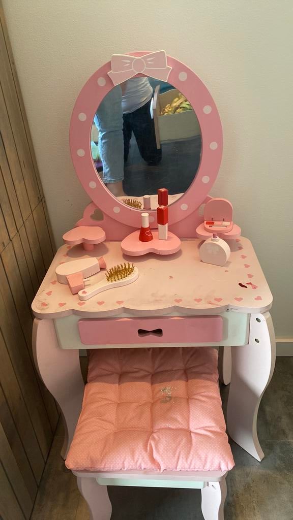 Make up tafel met krukje, Ophalen, Gebruikt, Hout