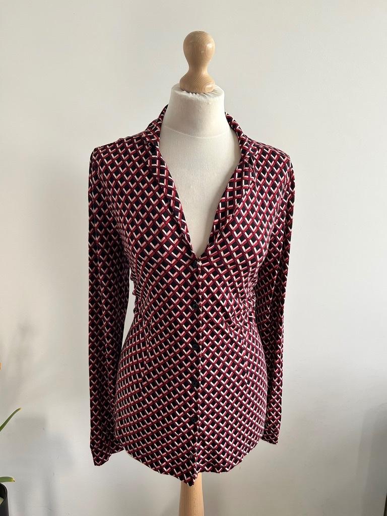 King Louie maat XL retro geruite blouse 3201, Paars, Maat 46/48 (XL) of groter, Ophalen of Verzenden, Zo goed als nieuw