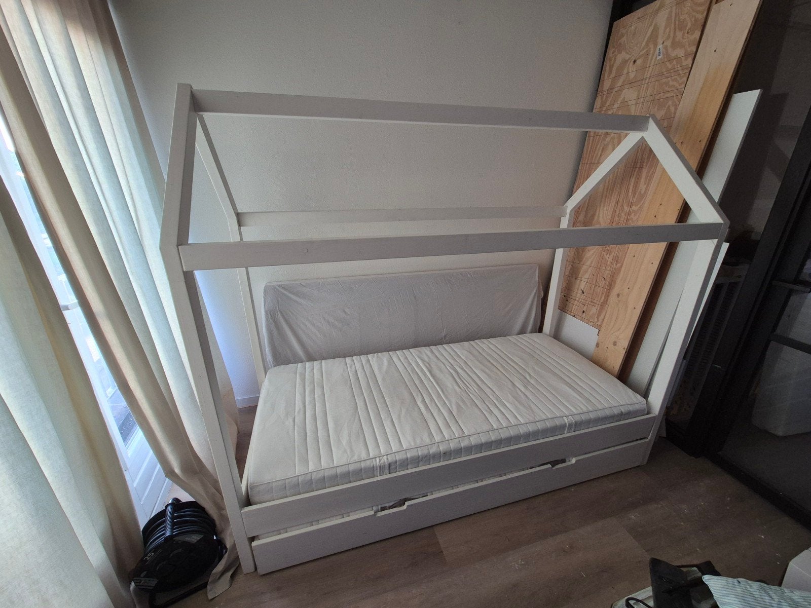 Uitschuifbaar bed met matrassen, 85 tot 100 cm, Gebruikt, 180 cm of meer, Ophalen