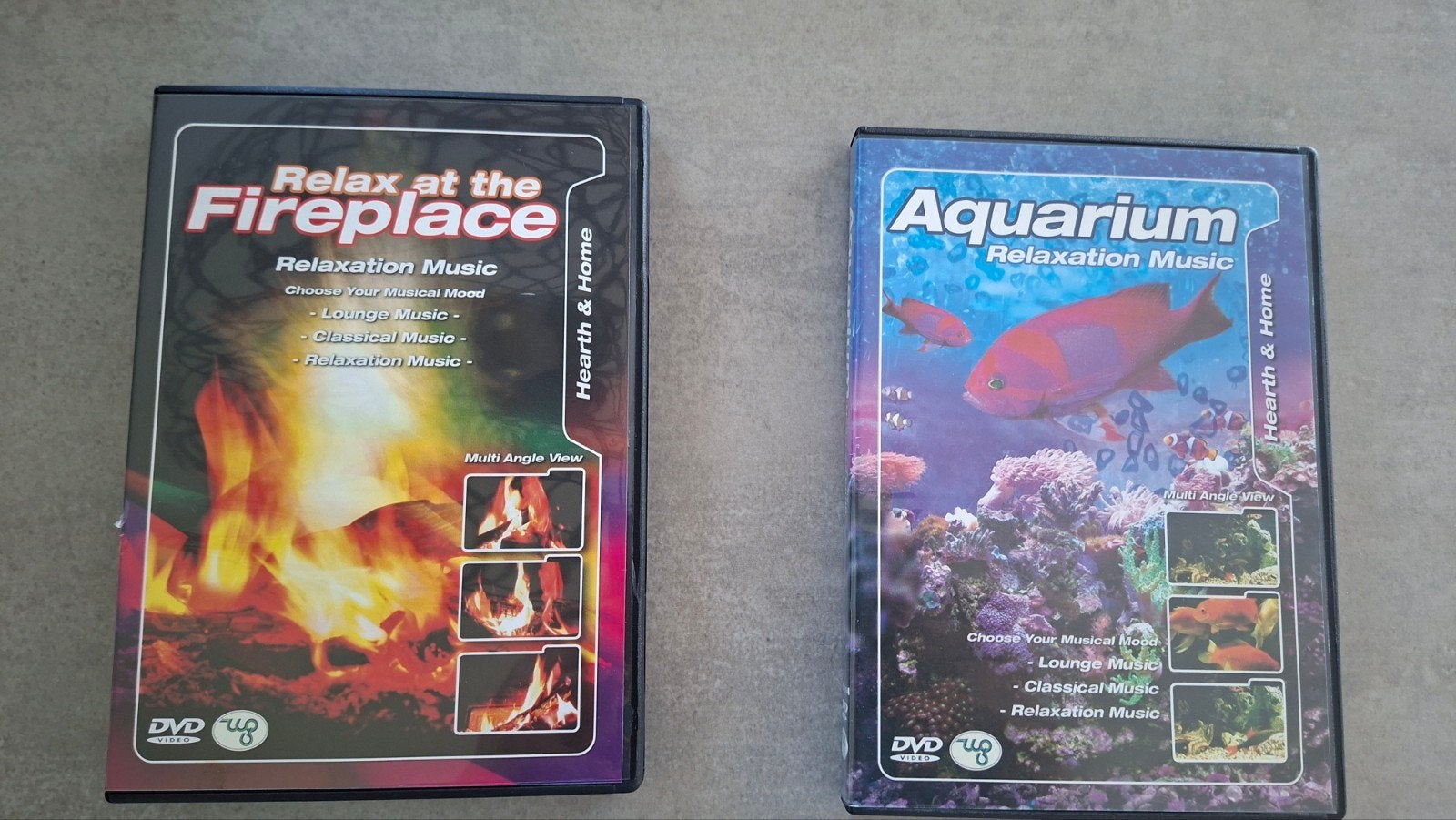 Relaxation DVD's: Aquarium & Fireplace (2 stuks), Alle leeftijden, Ophalen of Verzenden, Gebruikt, Inclusief doosje