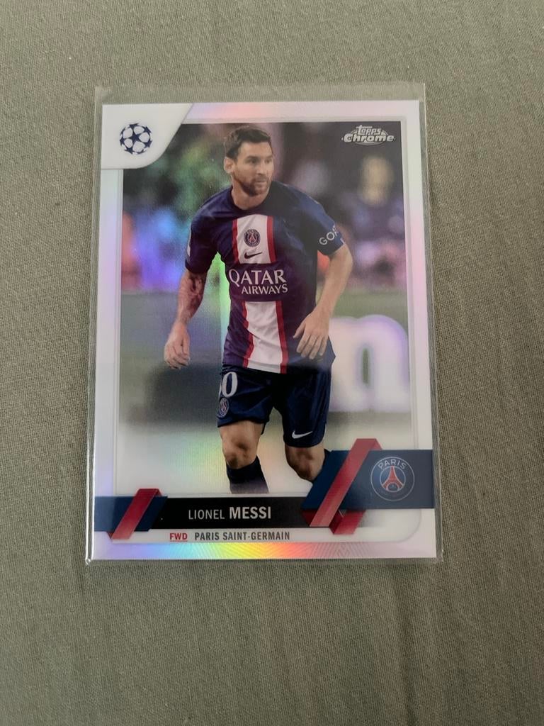 Lionel Messi Topps Chrome Champions League Kaart, Hobby en Vrije tijd, Stickers en Plaatjes, Ophalen of Verzenden, Zo goed als nieuw