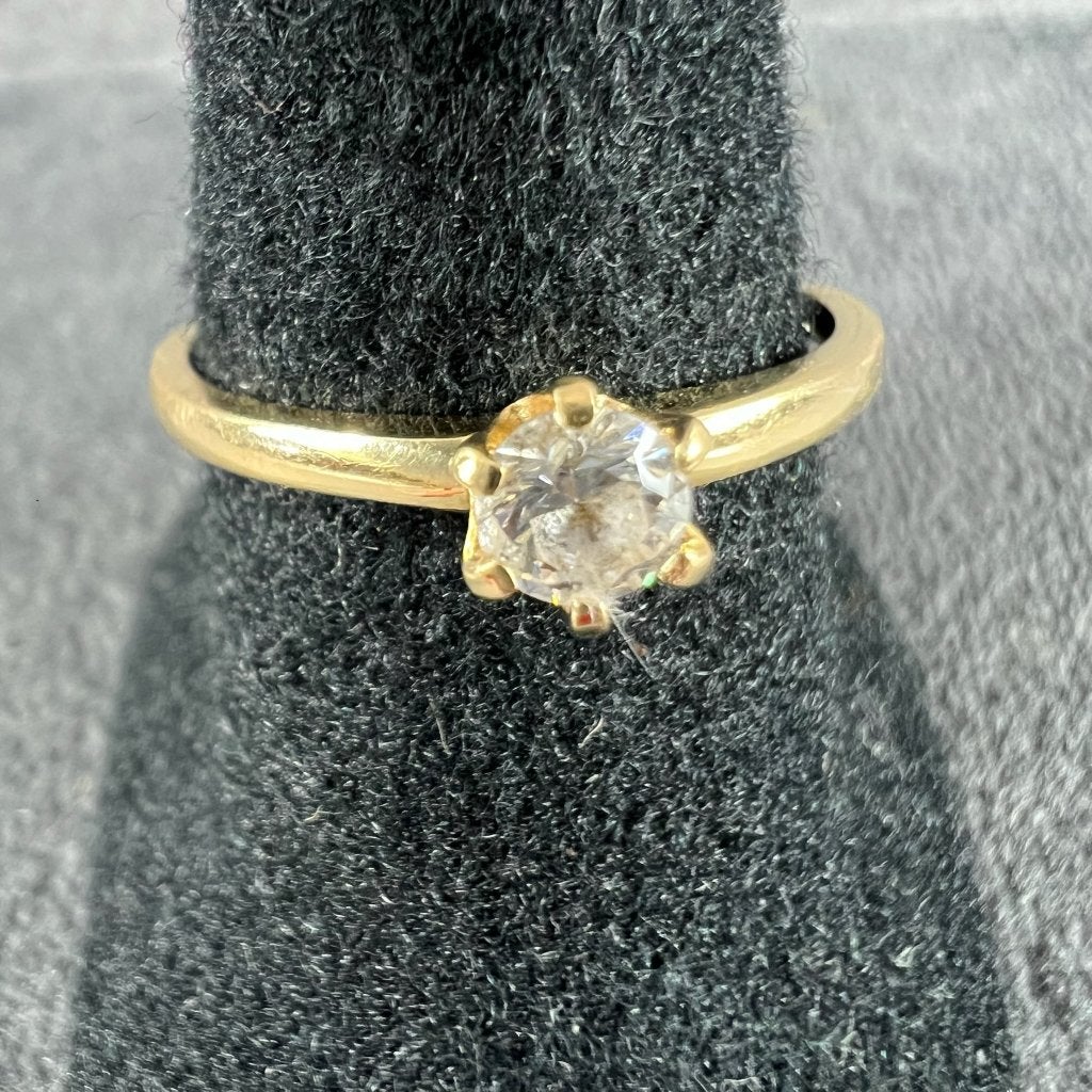 Gouden Ring | 14k | 1,57g | Solitair | 18,25 | 413798, Sieraden, Tassen en Uiterlijk, Ringen, Gebruikt, Ophalen of Verzenden, 17 tot 18