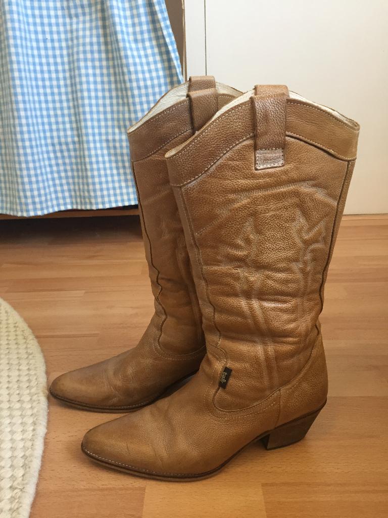 Semi Vintage Taft leren coywboy laarzen lichtbruin maat 39, Hoge laarzen, Ophalen of Verzenden, Gedragen, Taft