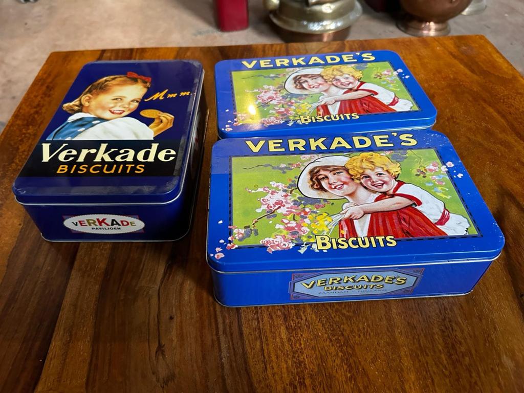 Vintage Verkade koekblikken - Set van 3, Verzamelen, Blikken, Ophalen of Verzenden