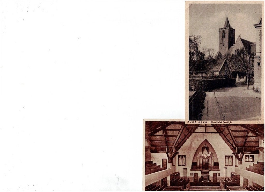 Oude Kerk Huizen (NH) - Twee Antieke Ansichtkaarten, Ophalen of Verzenden, 1920 tot 1940, Ongelopen, Noord-Holland