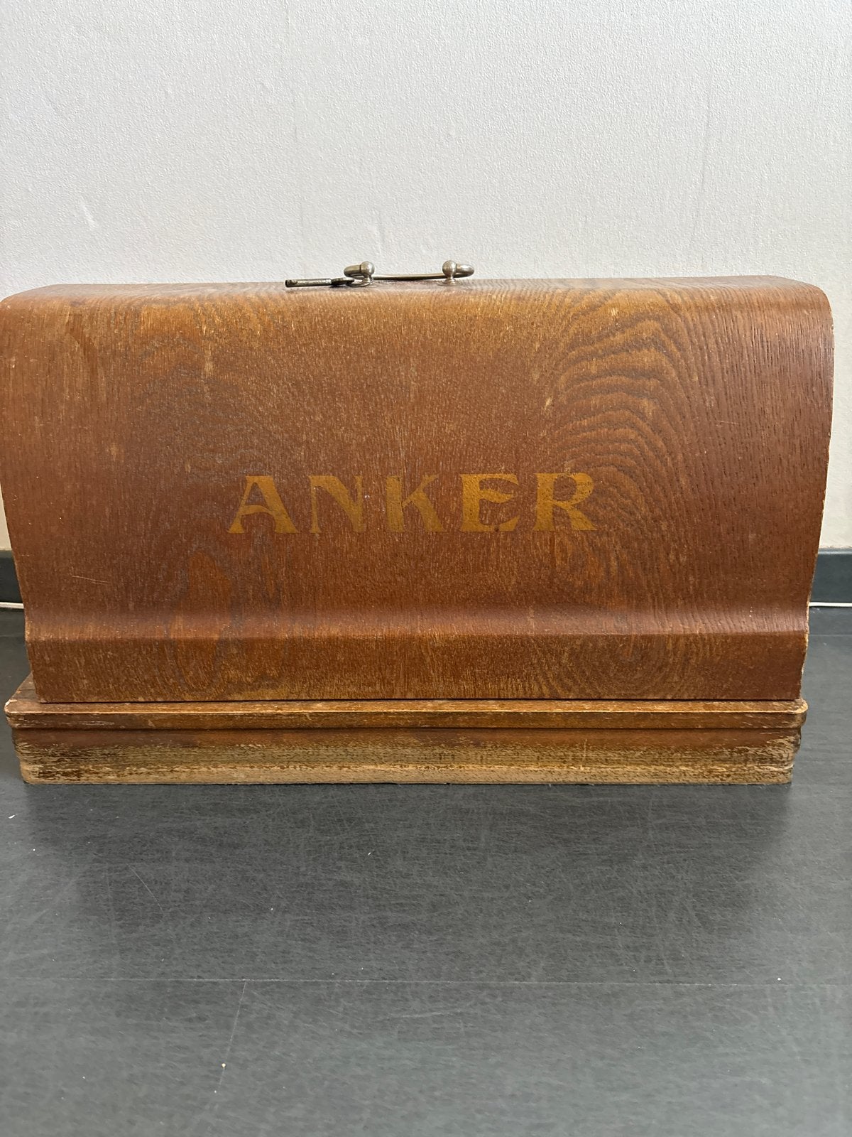 Vintage Anker naaimachine in houten kist met sleutel, Ophalen