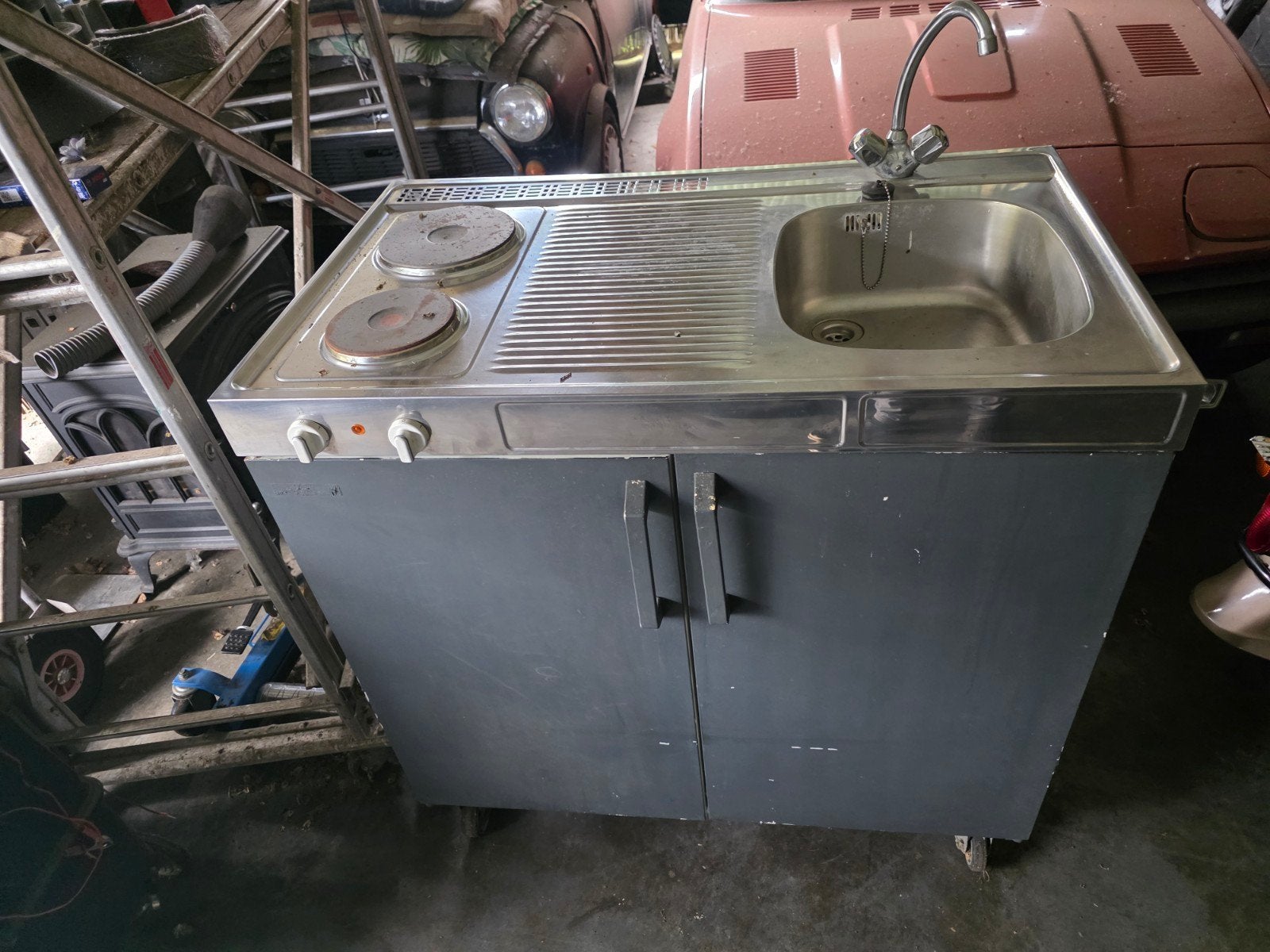 Mobiele Kitchenette met Boiler en Wieltjes, Ophalen, Gebruikt, 60 cm of meer, 3 kookzones of minder