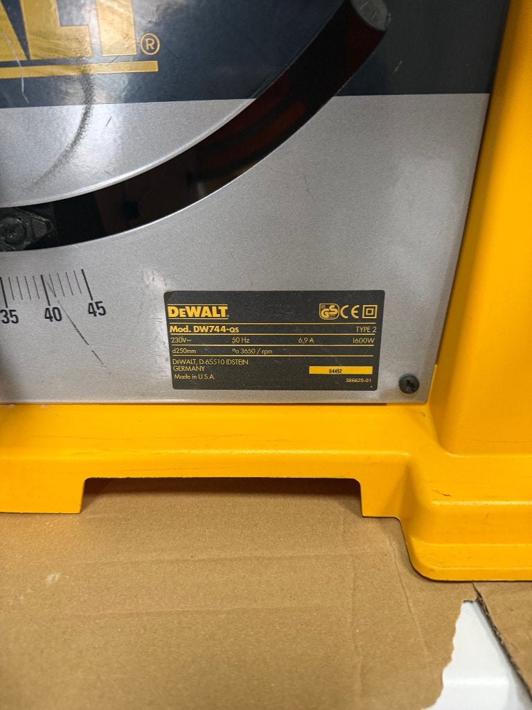 DeWalt Tafelcirkelzaag DW744-QS, Doe-het-zelf en Verbouw, Ophalen, Gebruikt, Cirkelzaag, Dewalt