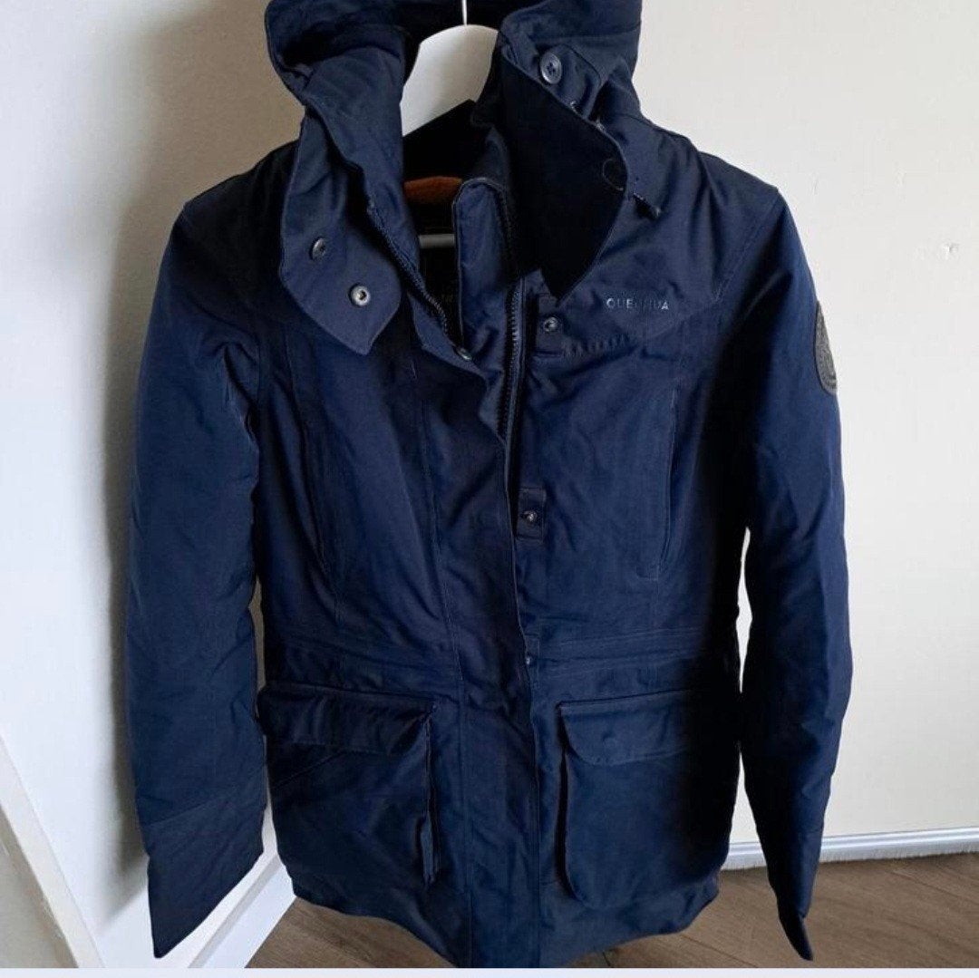 Blauw waterdichte parka voor dames, Ophalen of Verzenden, Zo goed als nieuw, Maat 46 (S) of kleiner, Zwart