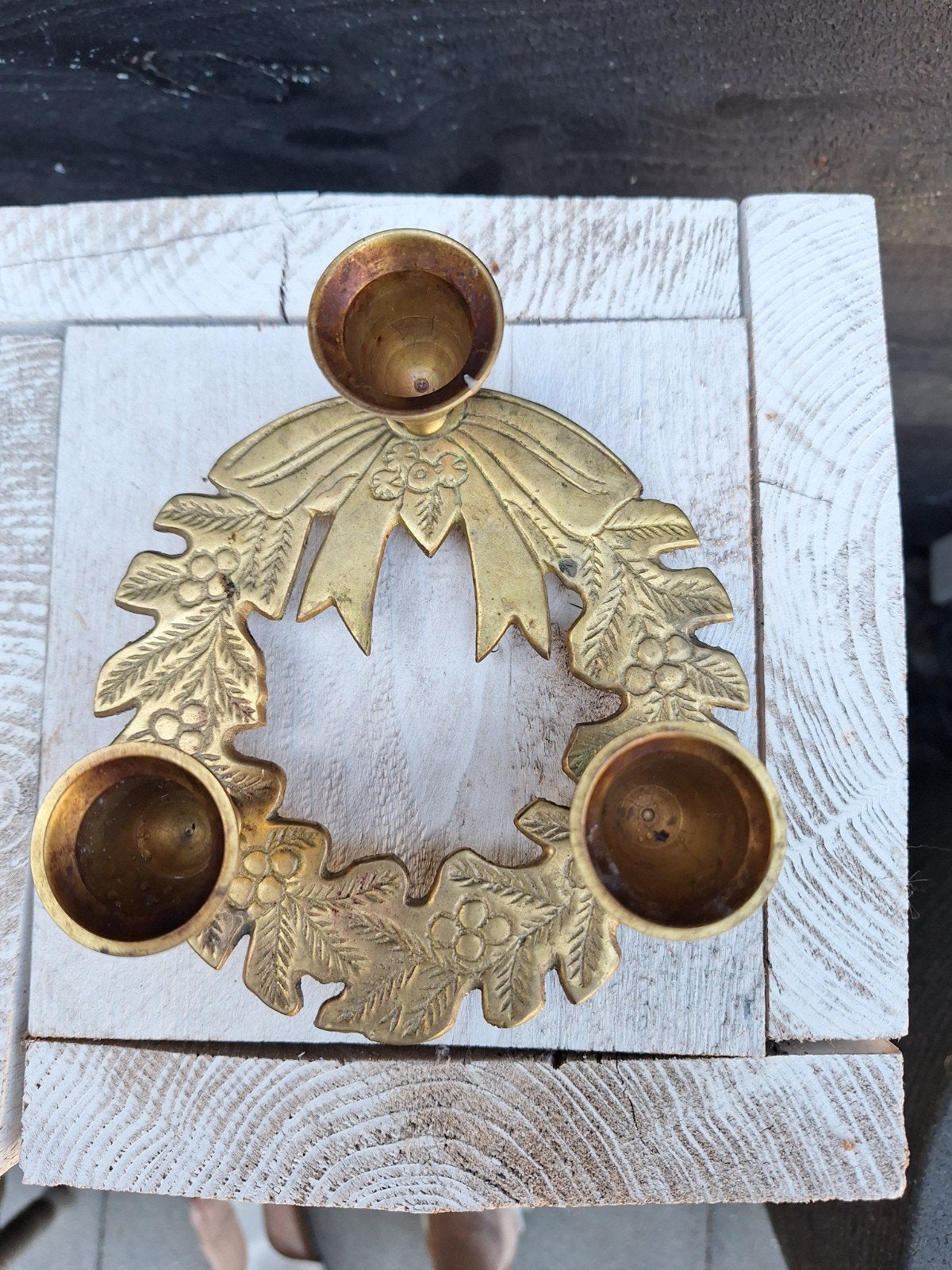 Vintage Koperen Kerstkrans Kandelaar, Ophalen, Koper of Brons