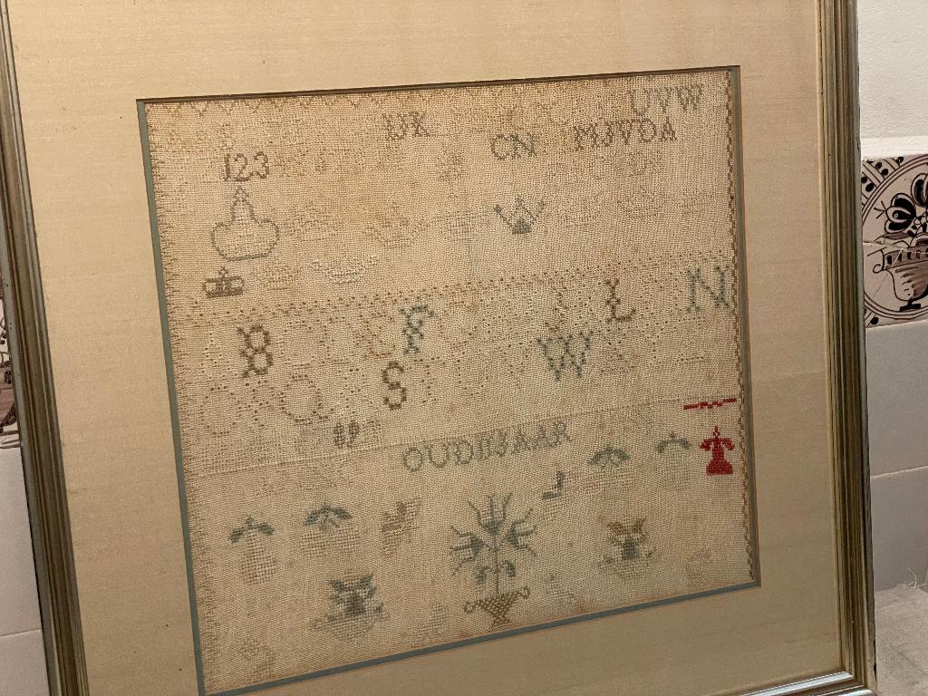 antiek merklap stoplap letterlap volkskunst leeftijd 11 jaar, Antiek en Kunst, Ophalen of Verzenden