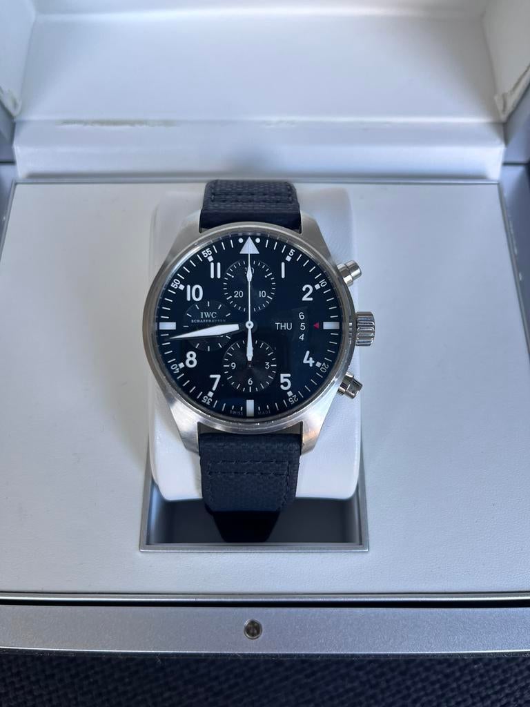 IWC Pilot’s Watch Chronograph – Zeer nette staat (2012), Ophalen of Verzenden, Zo goed als nieuw, Leer, Overige merken