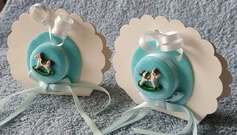 geboorte bedankjes, blauw met hobbelpaardje, Ophalen of Verzenden, Nieuw