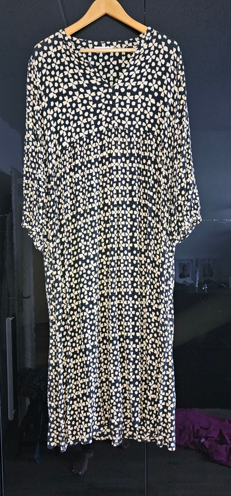 By-Bar Jurk Zwart Crèmekleur Bloemenprint Maat L, Kleding | Dames, Jurken, By-bar, Zwart, Maat 42/44 (L), Ophalen of Verzenden