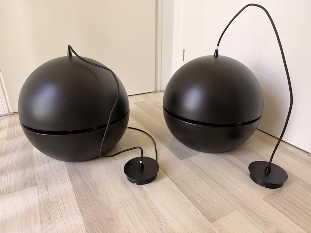 2 zeer fraaie Lucide hanglampen | zwart / goud | 40cm breed, Huis en Inrichting, Ophalen, Zo goed als nieuw, Stof, Minder dan 50 cm