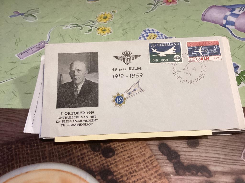 No1864 40 jaar KLM 7-10-1959 Nederland jaargangen fdc 1963, Postzegels en Munten, Ophalen, Onbeschreven, Nederland