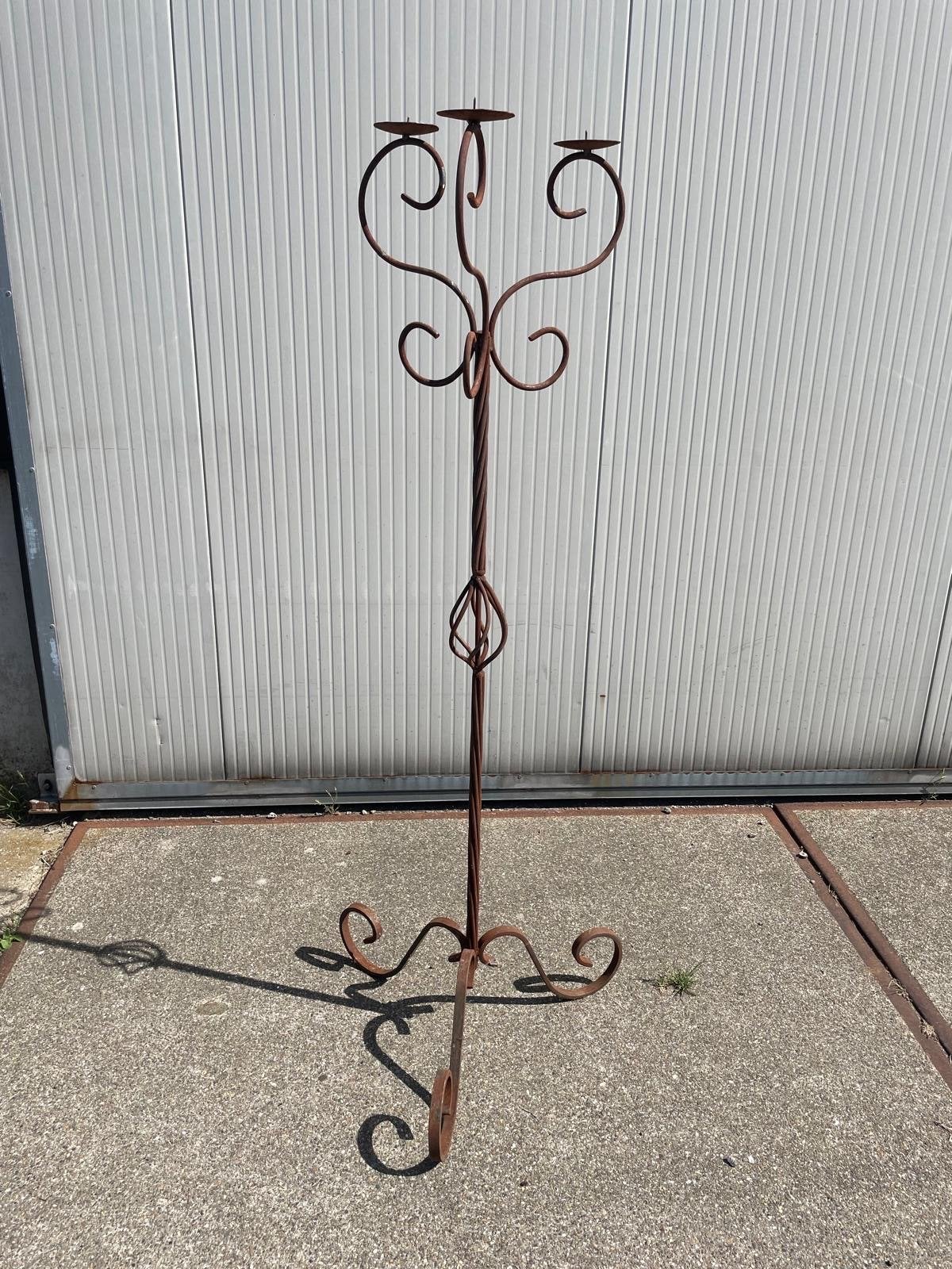 Grote smeedijzeren kandelaar, 170cm hoog, Ophalen, Gebruikt, Bruin, Overige merken