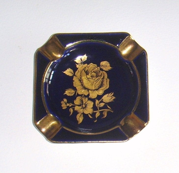 Vintage KPM porseleinen asbakje Royal Bavaria cobalt blue., Ophalen of Verzenden