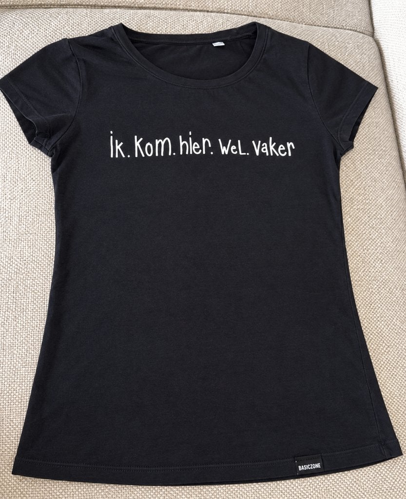 Rustaagh shirt ik kom hier wel vaker s zwart zwarte tshirt, Verzenden, Zwart, Korte mouw, Maat 36 (S)