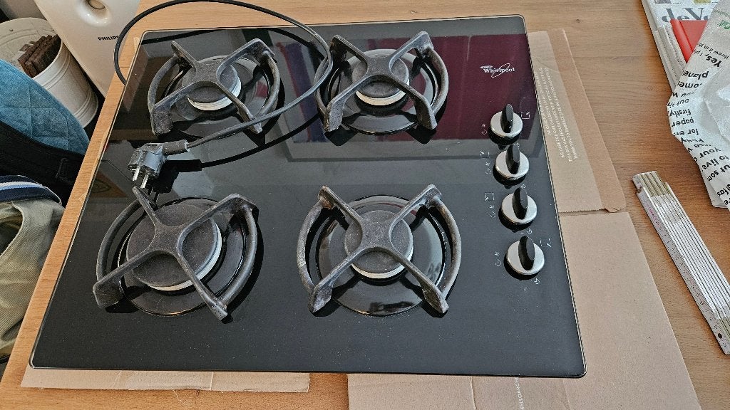 kookplaat Whirlpool inbouw glas, Ophalen, Gebruikt, 4 kookzones, Inbouw
