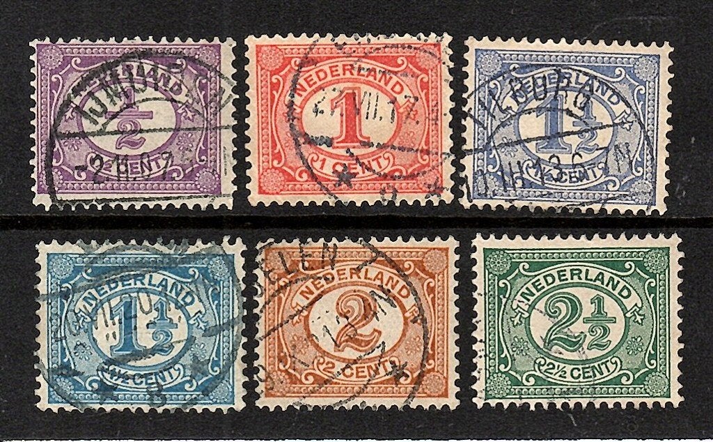 999 nvph 50-55 cijferzegels 1899-1913 gebruikt zie scan, Ophalen of Verzenden, T/m 1940, Gestempeld